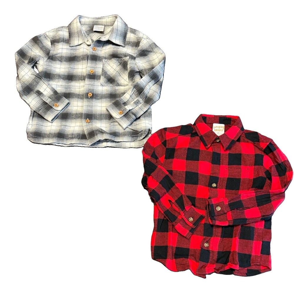 2 Boys 4T Flannel Long Sleeve Shirts - Little Co by Lauren Conrad, Jumping Beans
